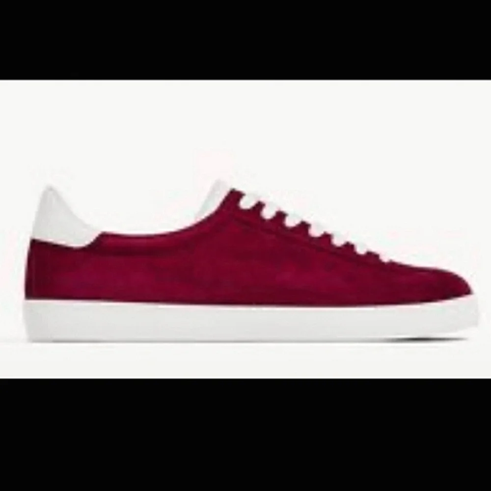 Excellent Used Condition Pair of Zara Woman Genuine Suede Burgundy Sneakers Sz38